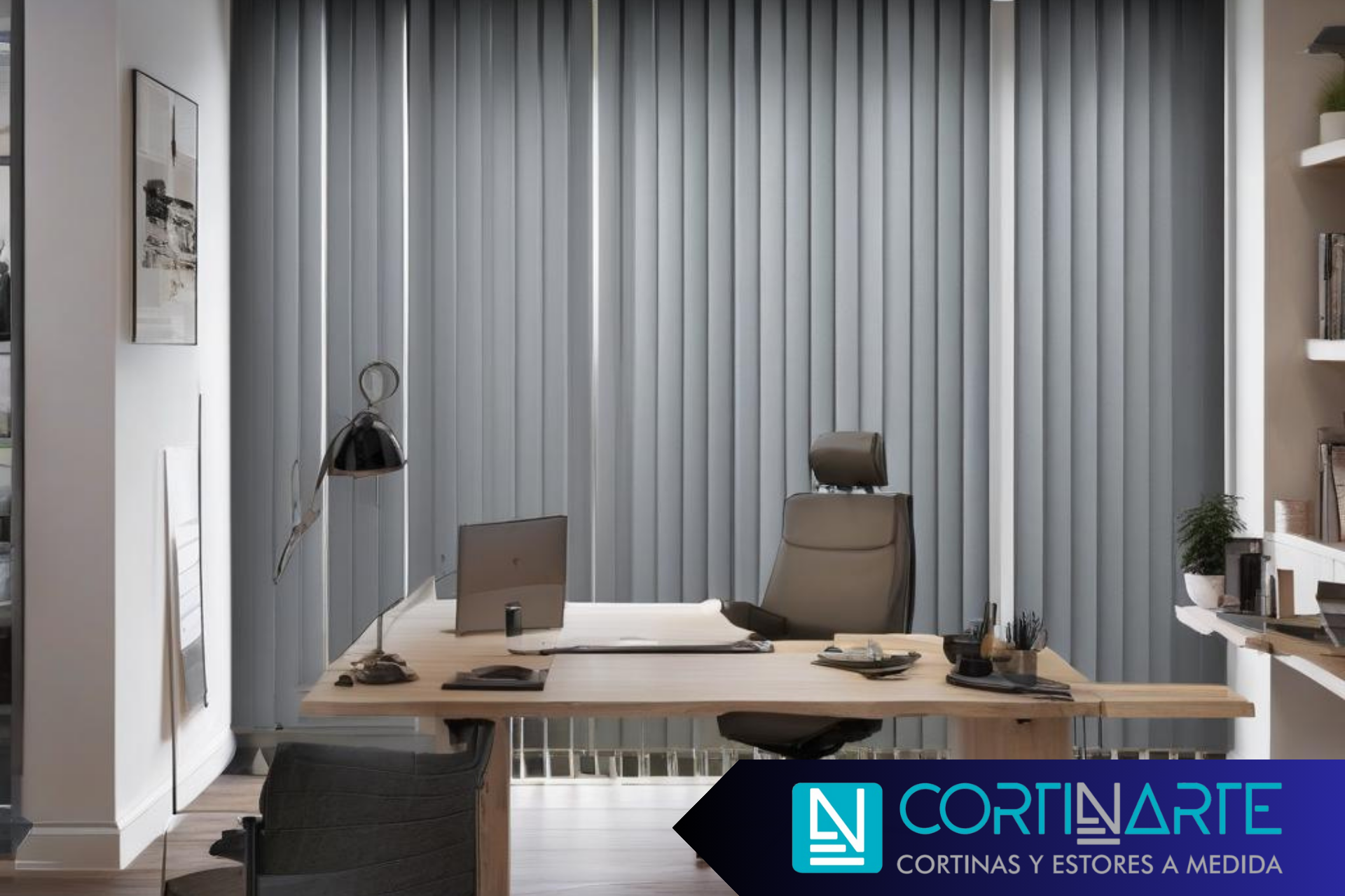 Cortinas verticales para espacios de interiorismo moderno despacho