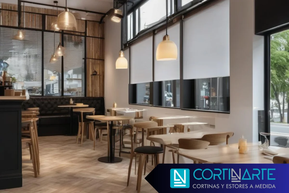estores enrollables en espacios comerciales restaurante