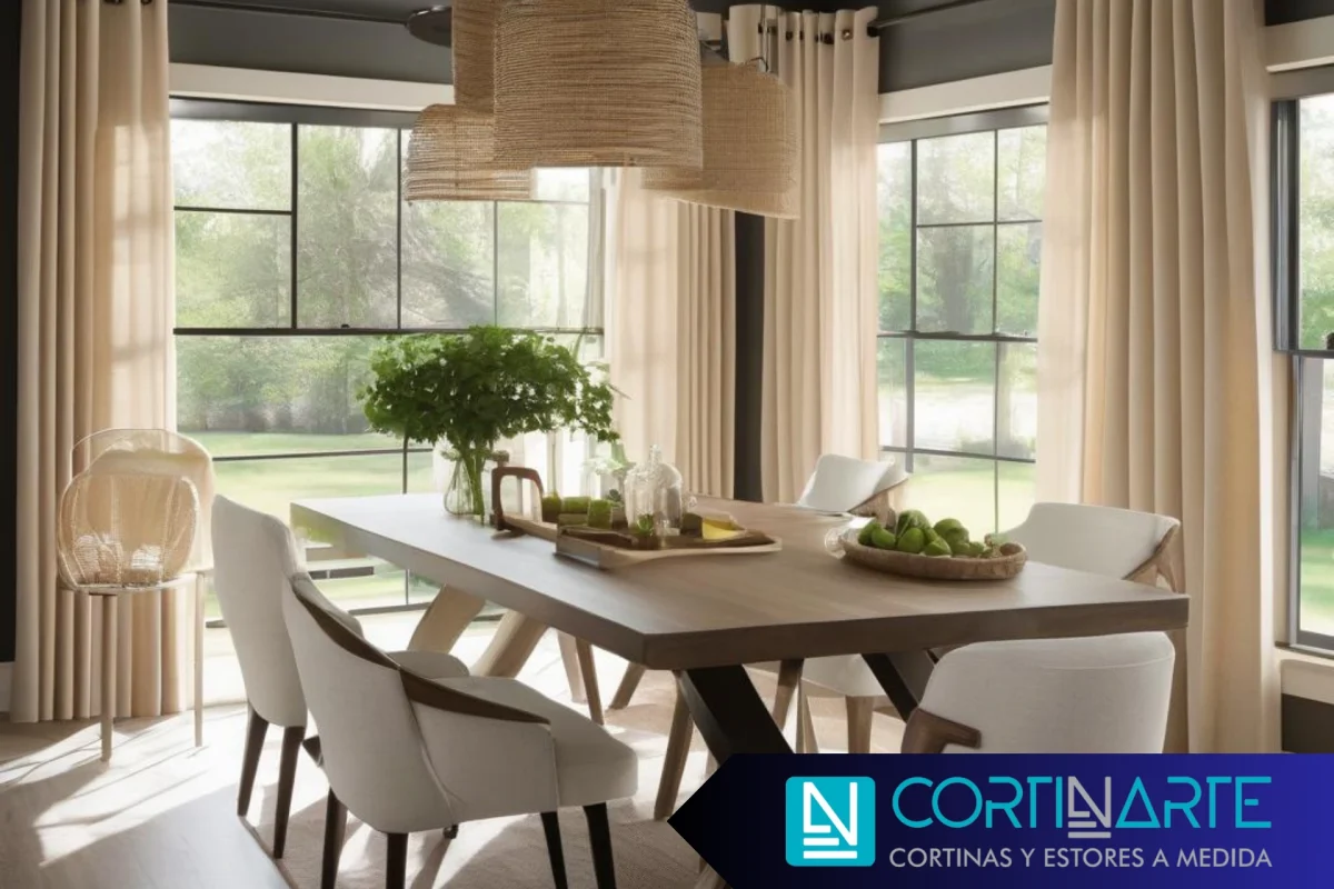 cortinas de fibra natural comedor