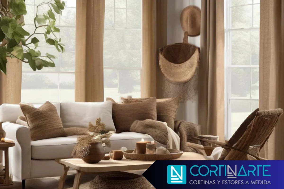 cortinas de fibra natural sala de estar