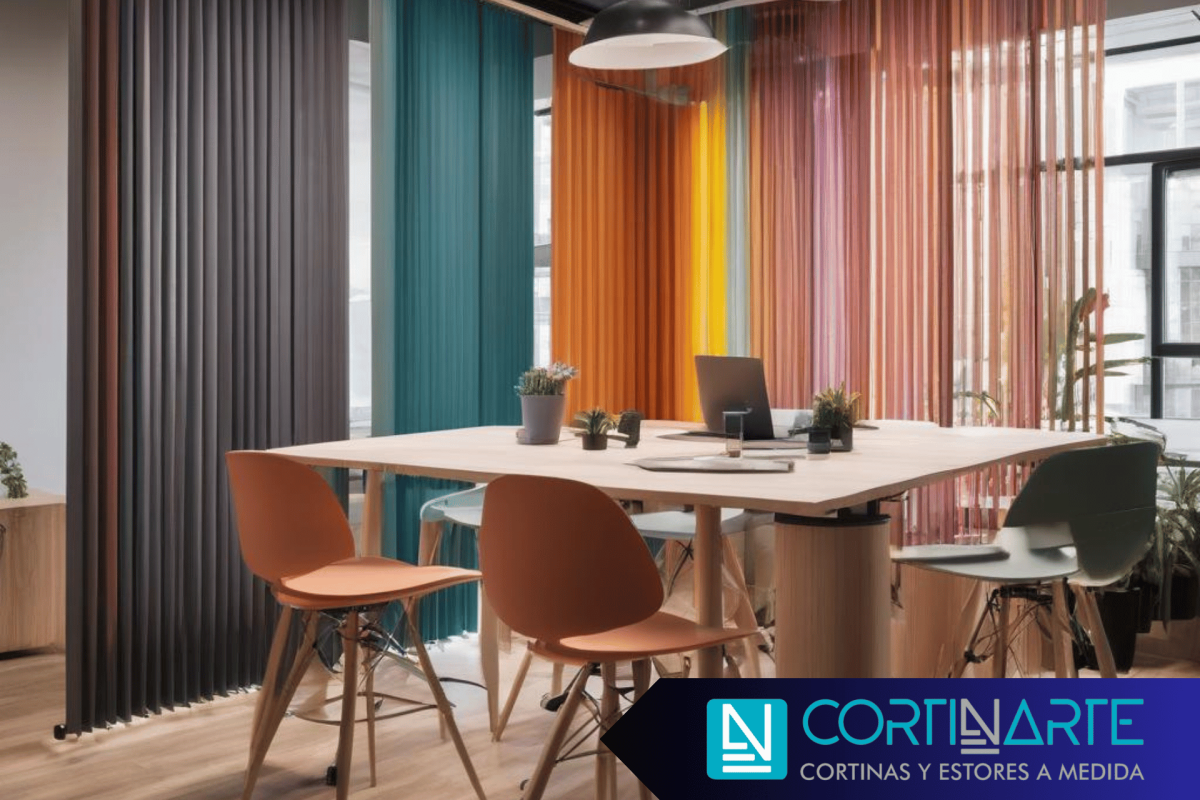 Cortinas Verticales en Diseño de Interiores de Oficinas coloridas