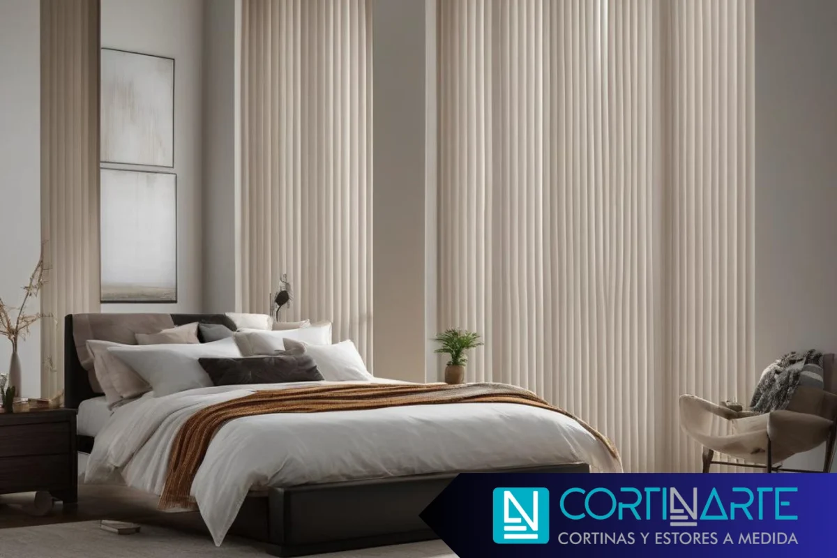 Cortinas Verticales para Interiores Contemporáneos dormitorio