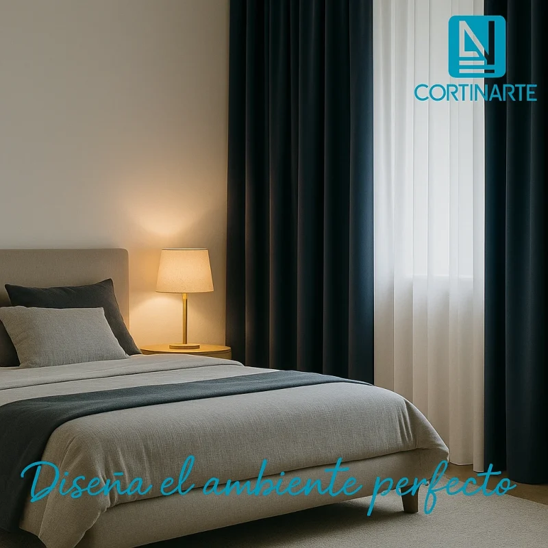 Dormitorio moderno con cortinas blackout a medida