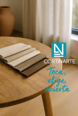 Muestrario de tejidos para cortinas en tonos neutros