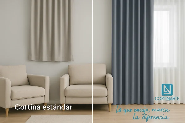 Comparativa entre cortina estándar y cortina a medida