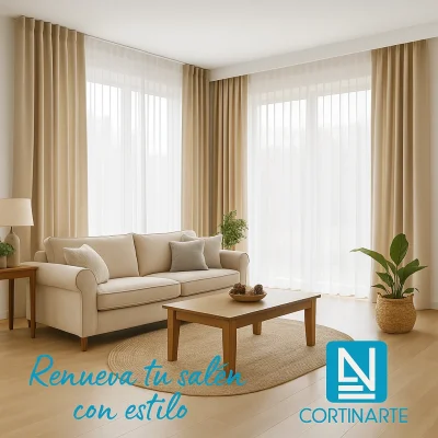 Cortinas dobles en salón moderno y luminoso