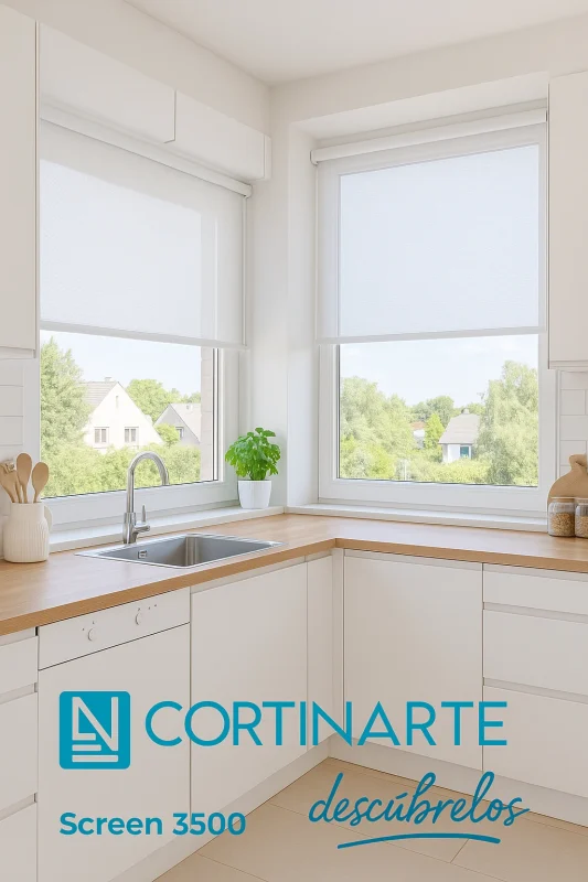 Cocina moderna con estores screen 3500
