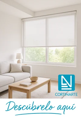 Salón soleado con estores screen 3300 en blanco