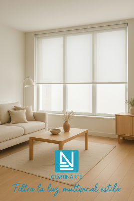 Estores enrollables screen en salón moderno – Cortinarte