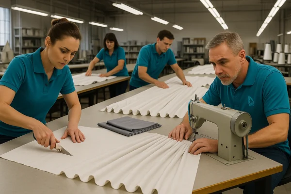 Taller de cortinas a medida trabajando pedidos urgentes