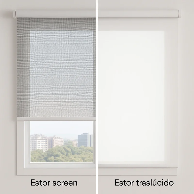 Diferencia visual entre estor screen y estor traslúcido