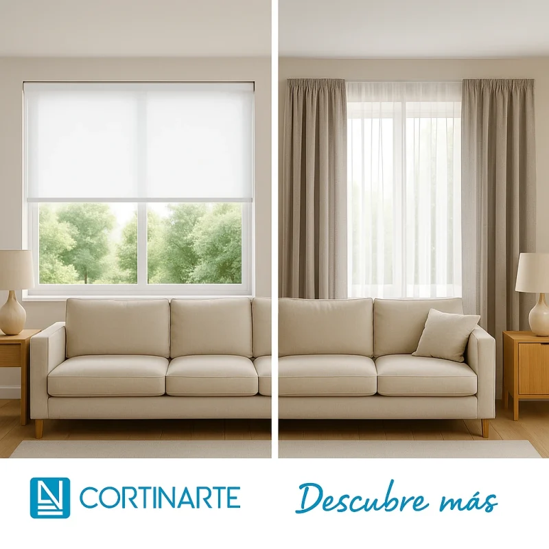 Comparativa entre estores screen y cortinas con visillo en salón