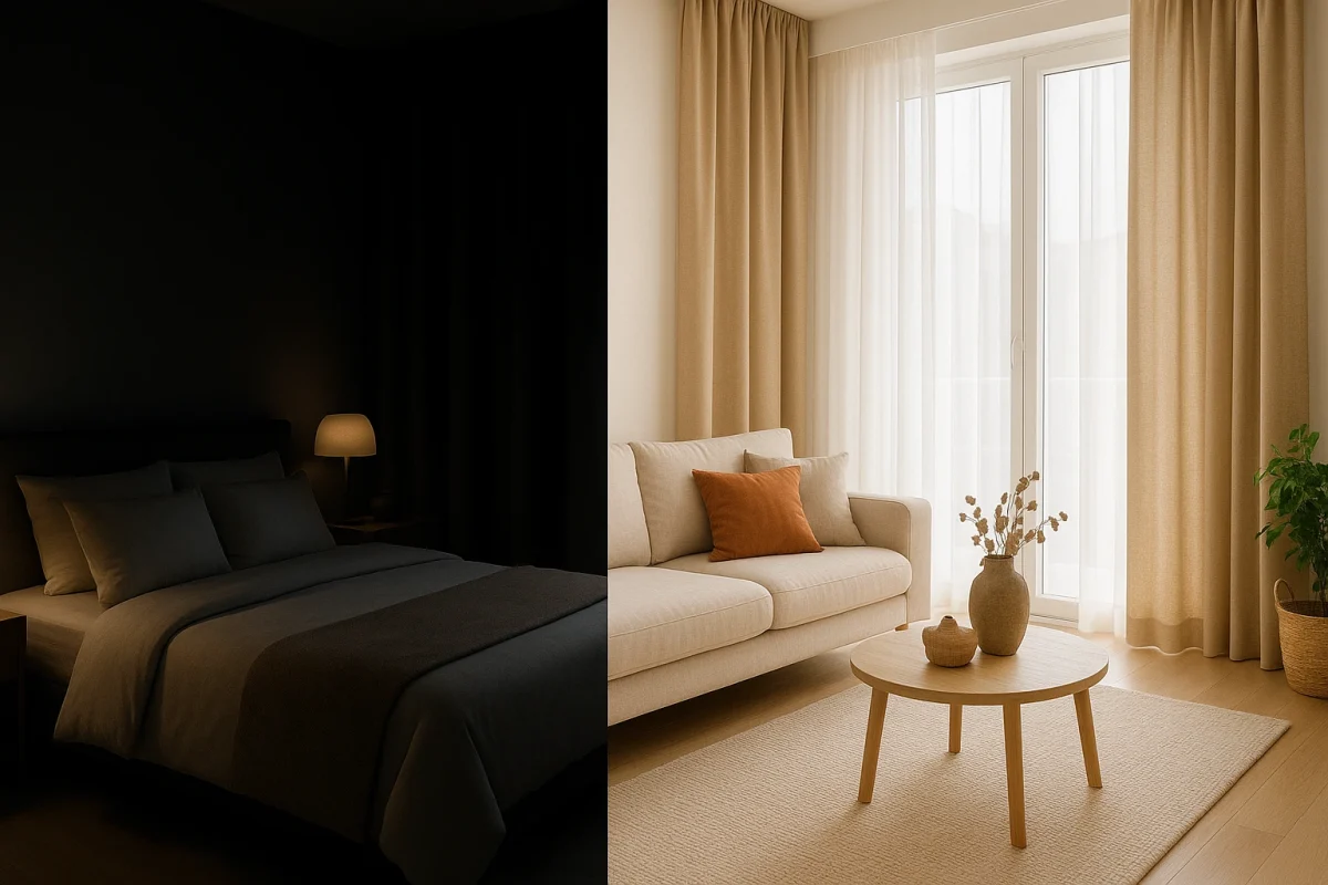 Comparativa de cortinas blackout y cortinas opacas